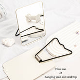 1 PC Stainless Steel Makeup Mirror Rectangle Compact Mirror With Sturdy Iron Stand High-Definition Reflection Durable Rust-Resistant Design Ideal For Home Office Bedroom Perfect Gift For Mother Sister Or Friend At Birthday Or Other Festivals